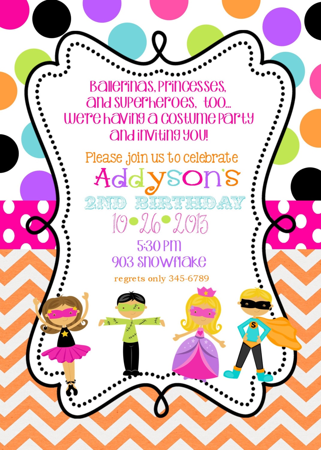 Costume Birthday Party Invitations Printable Or Digital File