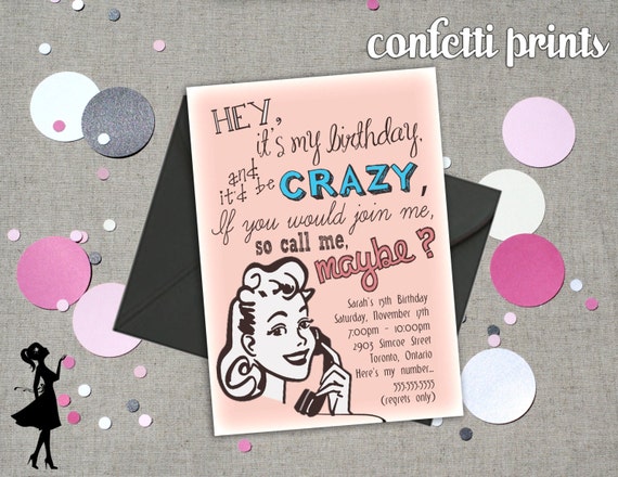 Birthday Invitation - CALL ME MAYBE Printable Il_570xn