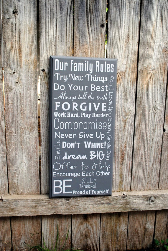 READY TO SHIP Family Rules Sign by SignsToLiveBy on Etsy