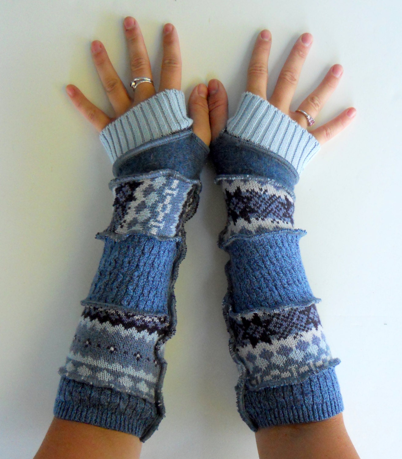 Upcycled Sweater Fingerless Gloves Arm Warmers Recycled