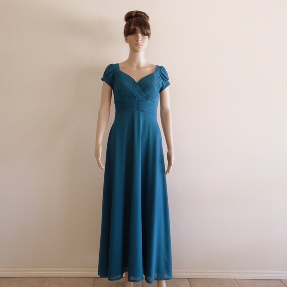 Teal Blue Prom Dress.Long Bridesmaid Dress