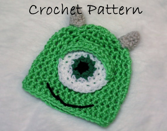 hat monsters crochet inc pattern for Monsters PATTERN Inc inspired    21 Wazowski  Mike Instant Crochet