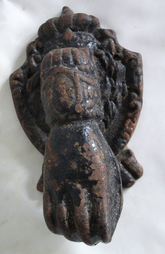 Ball in hand door knocker vintage cast iron doorknocker 4