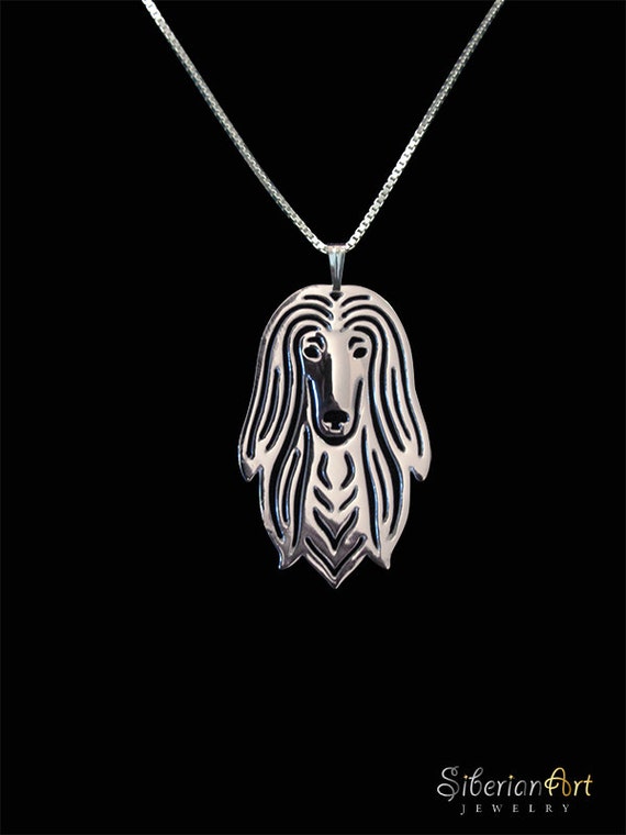 Afghan Hound sterling silver pendant and necklace