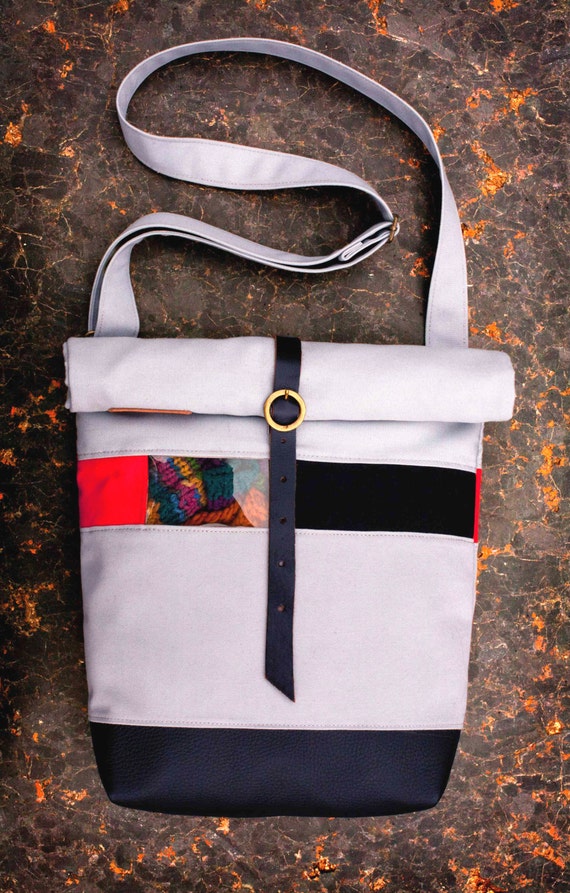 Bike bag Awai waterproof canvas dove grey black and red