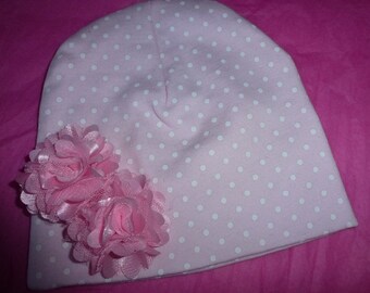 Pink Polka Dot Cotton Baby Hat main image 1