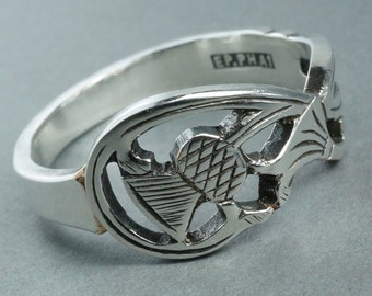 SCOTTISH ring. Scotland spoon ring. thistle. mens ring. spoon jewelry. Cecile Stewart Spoonjewelry No.00182