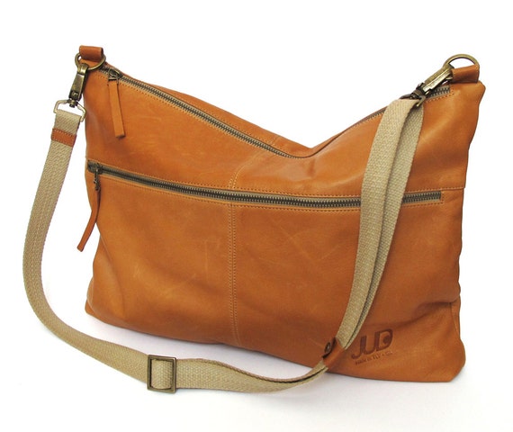 Camel brown leather bag leather messenger bag SALE by JUDtlv