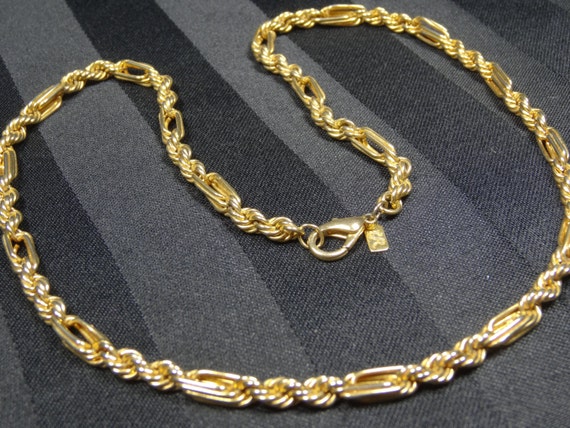 Signed LR Lady Remington Gold Necklace Twisted Braided Rope
