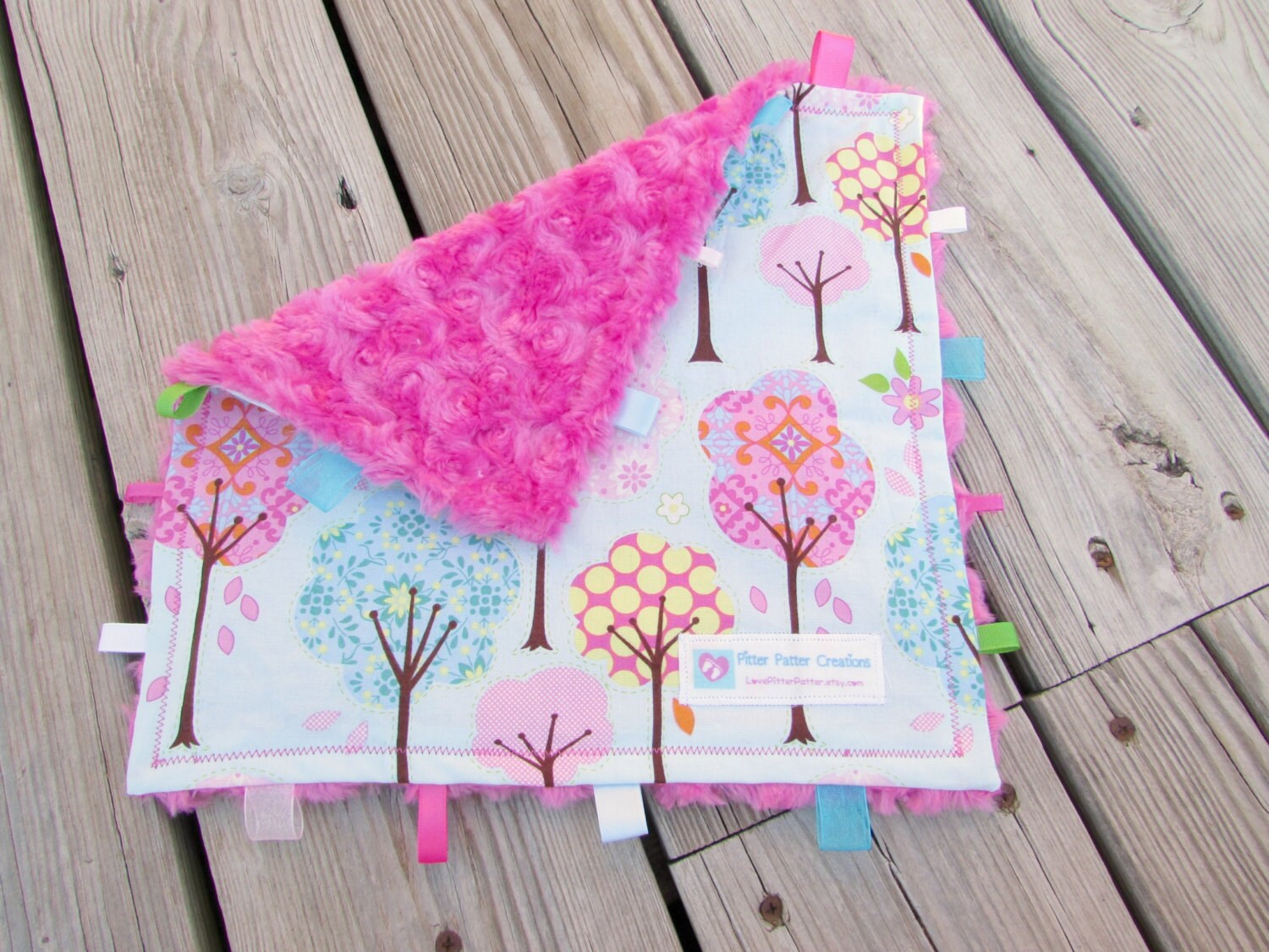 Personalized Tag Blanket Baby Lovie Minky Lovey Baby Girl