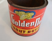 Vintage Red 48 oz Golden Nut Peanut Butter Tin C & J Jones