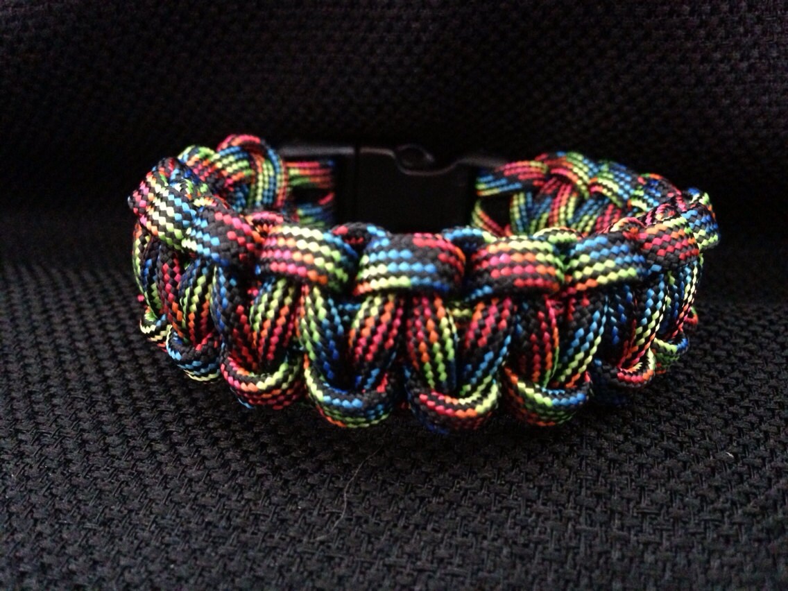 Dark Rainbow Camoflauge Survival 550 Paracord Bracelet custom