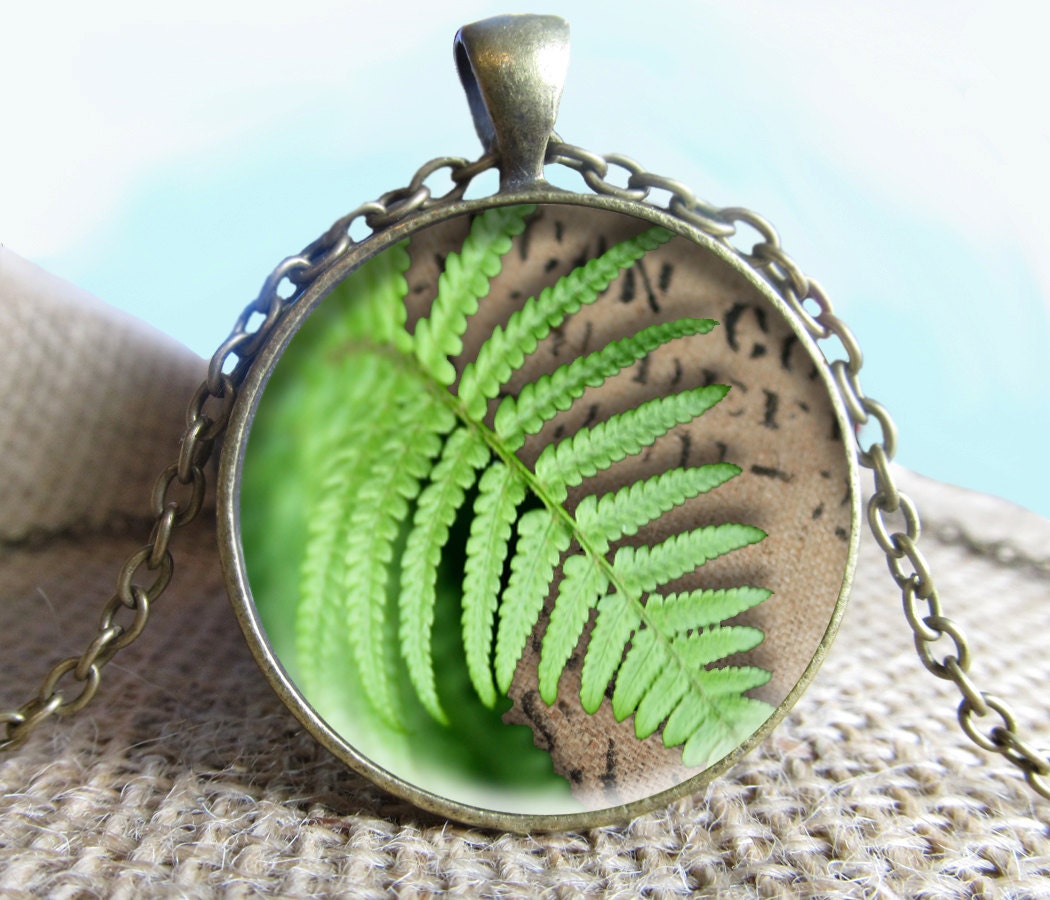 Fern Burlap Pendant/Necklace Jewelry Fern Necklace Jewelry