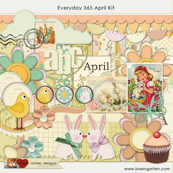 Digital Scrapbooking Kit April Everyday 365 Collection