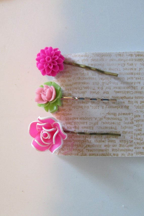 Pink Bobby Pins Flower Bobby Pins Flower Hair Accessories