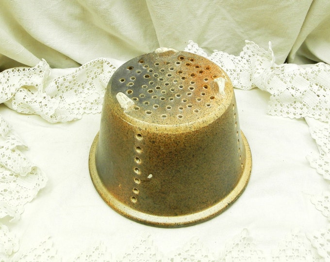 Large Antique French Glazed Ceramic Cheese Strainer / French Country Decor / Shabby Chic / Retro Vintage Home Interior / European / House Large Antique French Glazed Ceramic Cheese Strainer / French Country Decor / Shabby Chic / Retro Vintage Home Interior / European / House