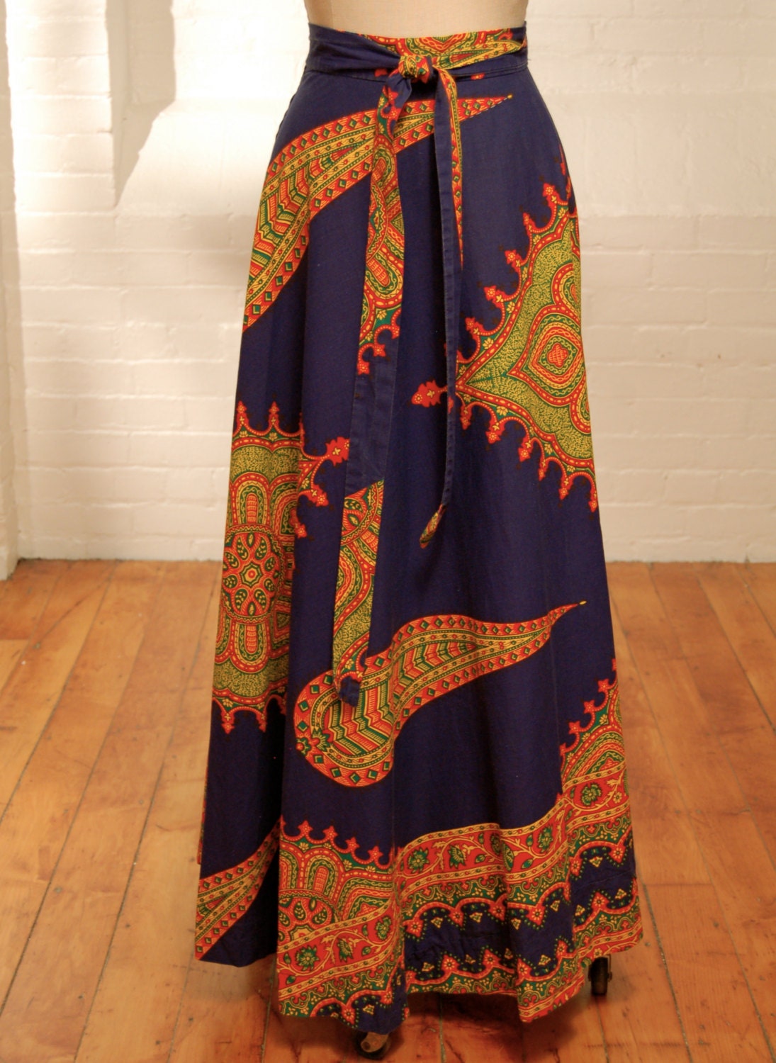 vintage dashiki print wraparound skirt