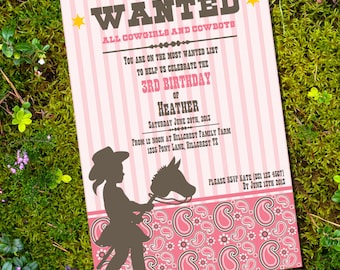 Little Cowgirl Birthday Invitation - Cowgirl Party - Instantly Downloadable and Editable File - Personalize at home with Adobe Reader