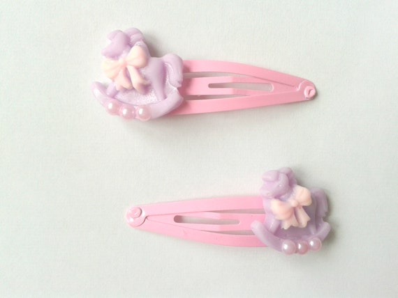 Pastel Lilac Rocking Horse Hair Clips