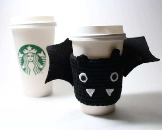 Halloween Bat Cup Sleeve, Bat Coffee Cozy, Halloween Crochet coffee sleeve, can cozy