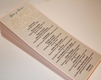 Lace Wedding Menu / Wedding Menu / Dinner Menu / Bridal Shower Menu / Lace Menus