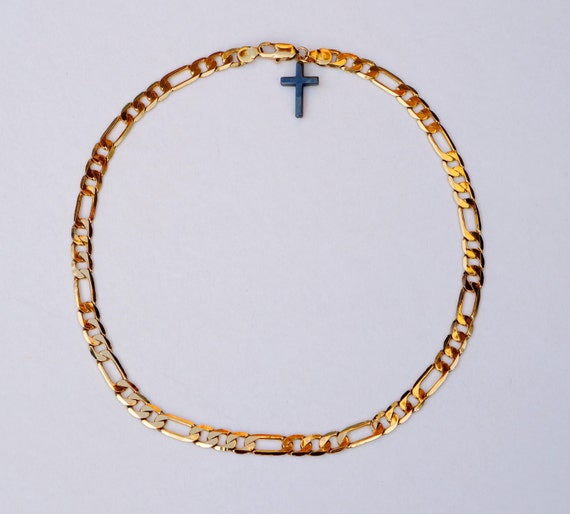 UNISEX Figaro Chain with Hematite Cross