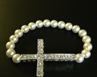 Children's Crystal Sideways Cross Bracelet