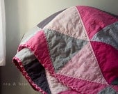 Equilateral Triangle Quilt Bright Happy Colors Bubble Gum Pink Charcoal Gray Steel Grey for Baby Toddler Teen Lap Quilt Throw Photo Prop