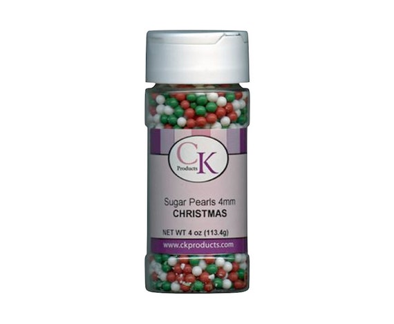4 oz. CHRISTMAS SUGAR PEARLS Mix - Container with Safety Seal - Edible Cake Decoration - Baking Candy Making Party Supplies Il_570xn