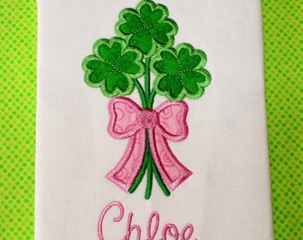 St. Patrick's Day t-shirt or one piece, shamrock applique design, baby's clothing, children's clothing