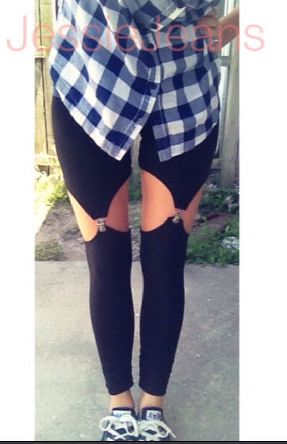 Garter Leggings suspender leggings by JessieJeans on Etsy