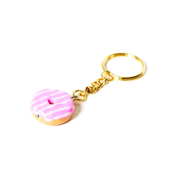 Pink Donut Keychain Miniature Food By Bitesizeminiatures On Etsy