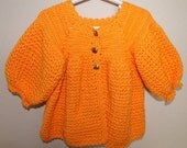 Crochet Baby Coat - 12 to 18 Months - Orange - Mango - Crochet - Handmade - Ready to Ship