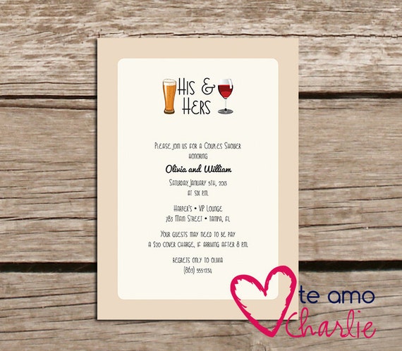 His And Hers Couples Shower Invitations By Teamocharlie On Etsy 