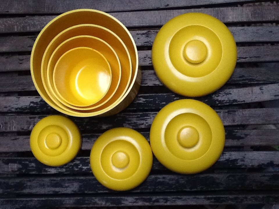 Vintage Bright Yellow Kitchen Canister Set