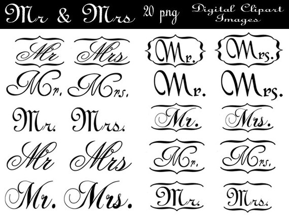 Instant Download Mr And Mrs Wedding Clipart By