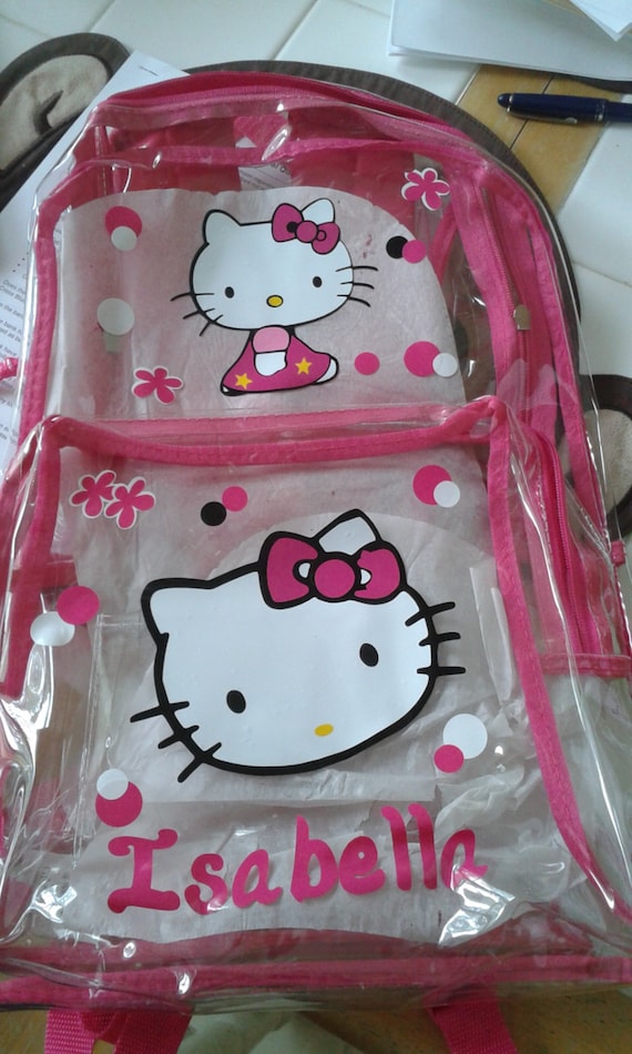 Personalized Clear Backpack cat by LyndasVinylCreations on Etsy