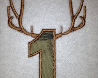 Applique Antler Numbers Embroidery Design, hunters for life, hunting baby, birthday numbers celebration shirt ideas, birthday outfit idea