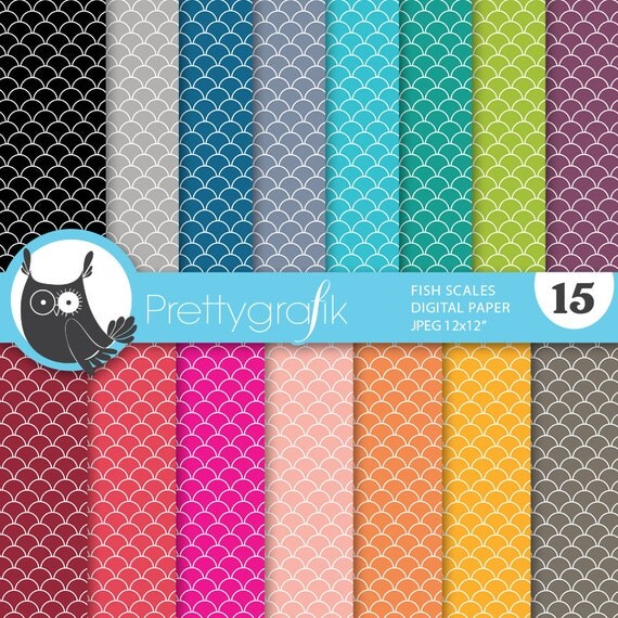 fish scales, rising sun,digital paper, commercial use, scrapbook papers, background - PS632 Il_570xn