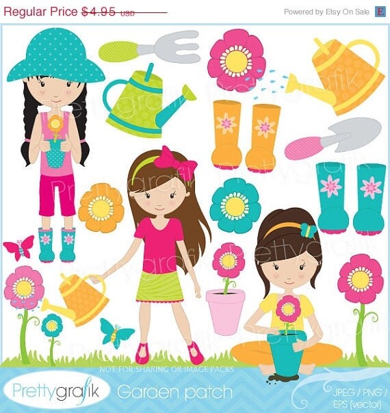 80% OFF SALE gardening clipart commercial use, vector graphics, digital clip art, digital image, dancing - CL534 Il_570xn