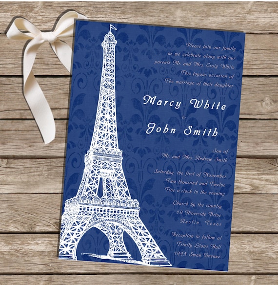 PRINTABLE Wedding Invitation Paris Theme Blue