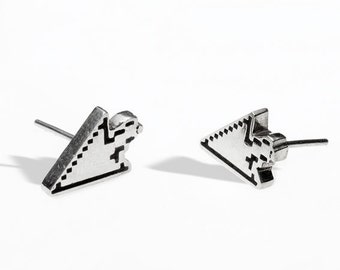 Handmade sterling silver geek studs. Arrow cursor