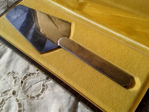 French Art Deco Cake Server- Silver Plated  -1930's French Dessert Server - Geometrical Designed Handle - In his Box
