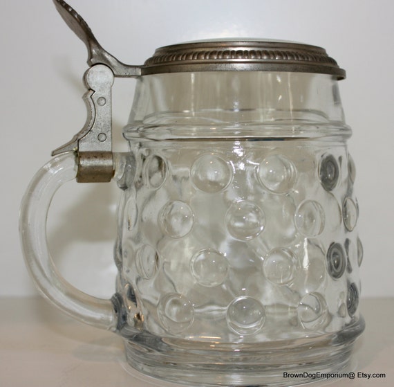 German stein clear hobnailed glass // BMF Bierseidel Bubble