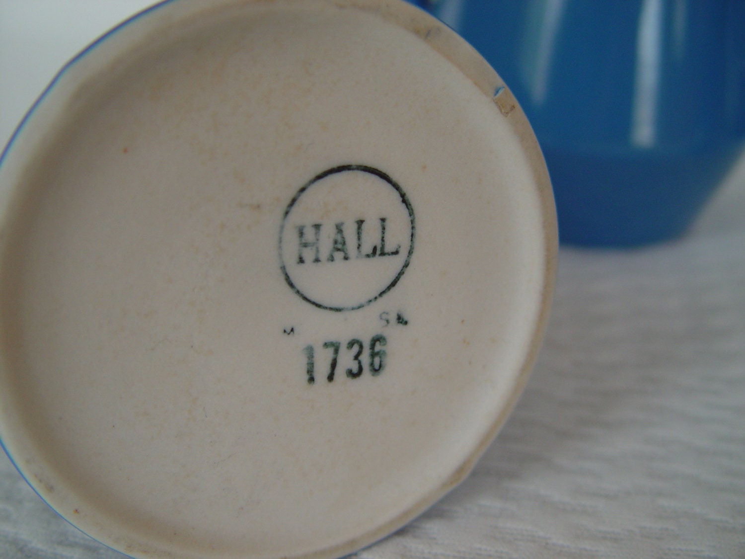 Vintage Hall Pottery National Pattern Teapot Creamer and Bud