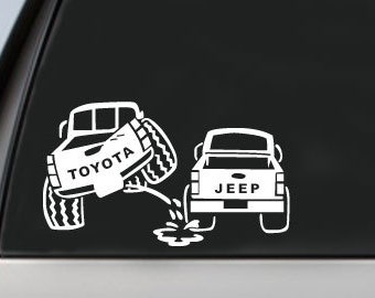 Toyota peeing on Jeep Decal car, window, phone, laptop, mirror sticker