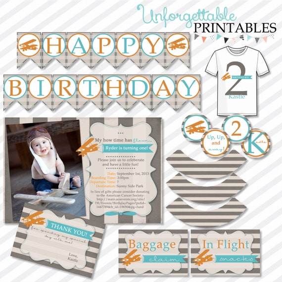 Items similar to Vintage Airplane Party Printable Package on Etsy