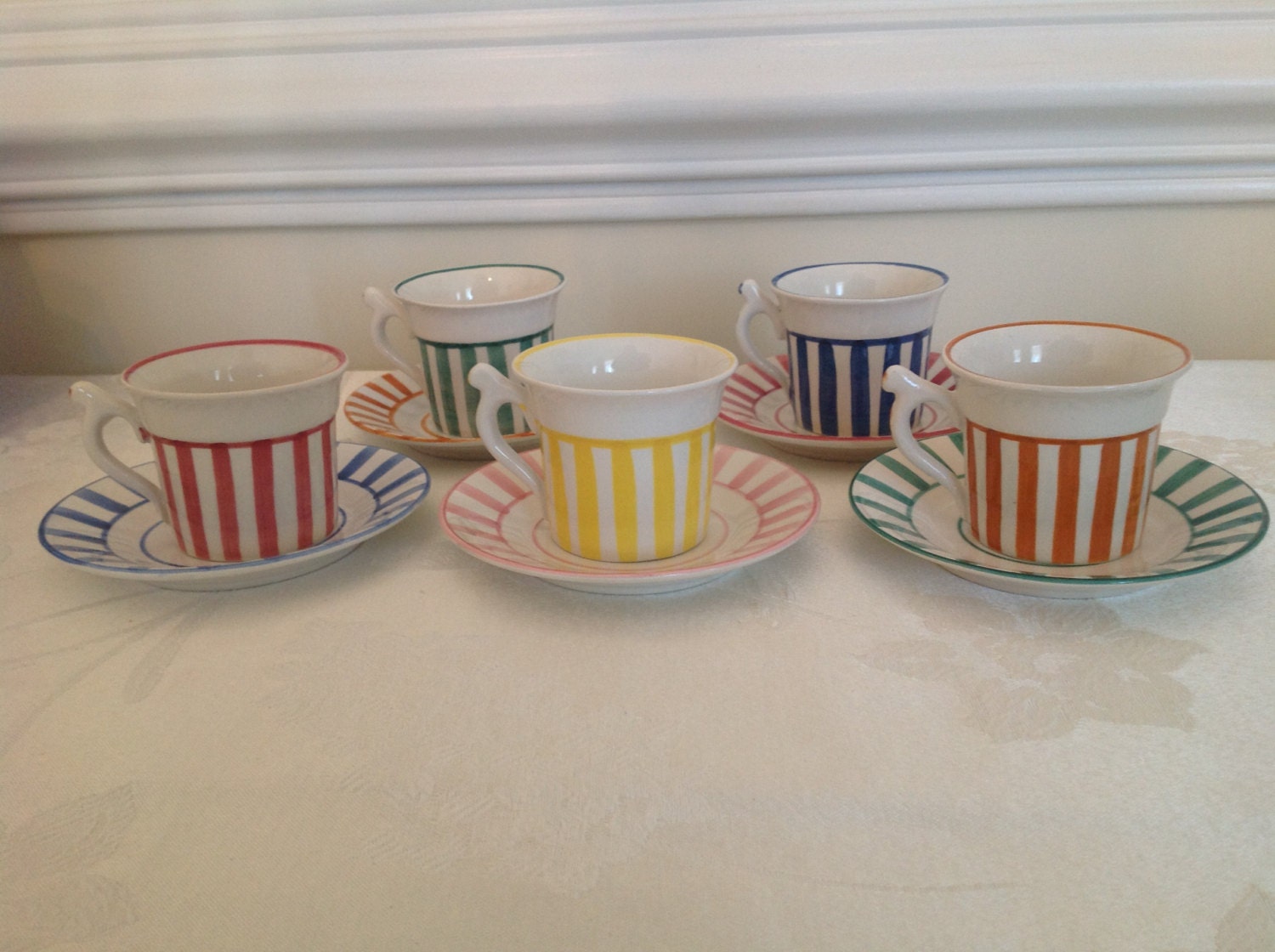 Set of Five Demitasse Cups and Saucers made in Italy for