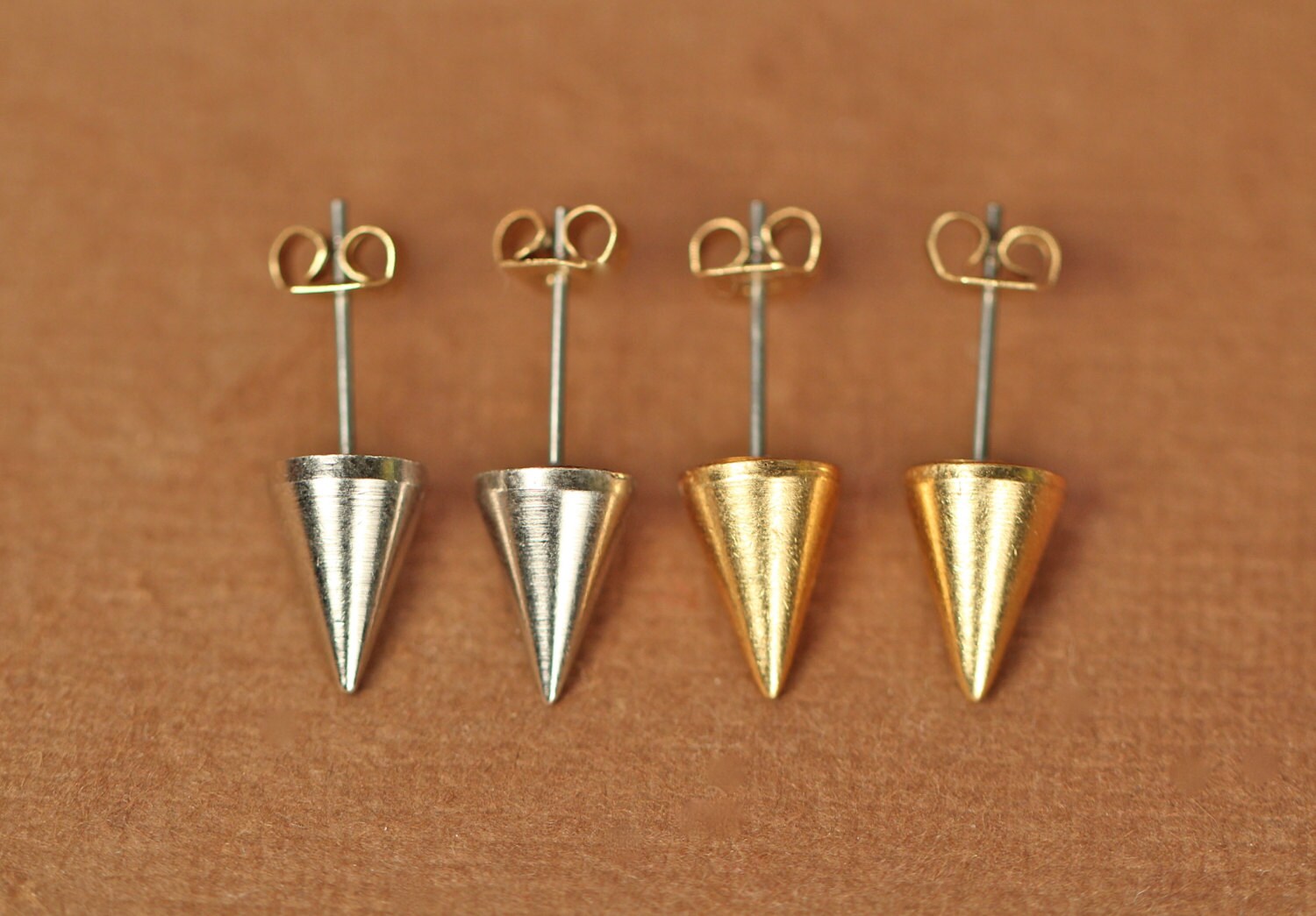 Gold spike earrings spike studs silver spike earrings