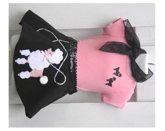 4 Pc Baby/Toddler Girls OOAK Poodle Skirt Set Hand-Made Felt Skirt: 16-19"waist, 8" L